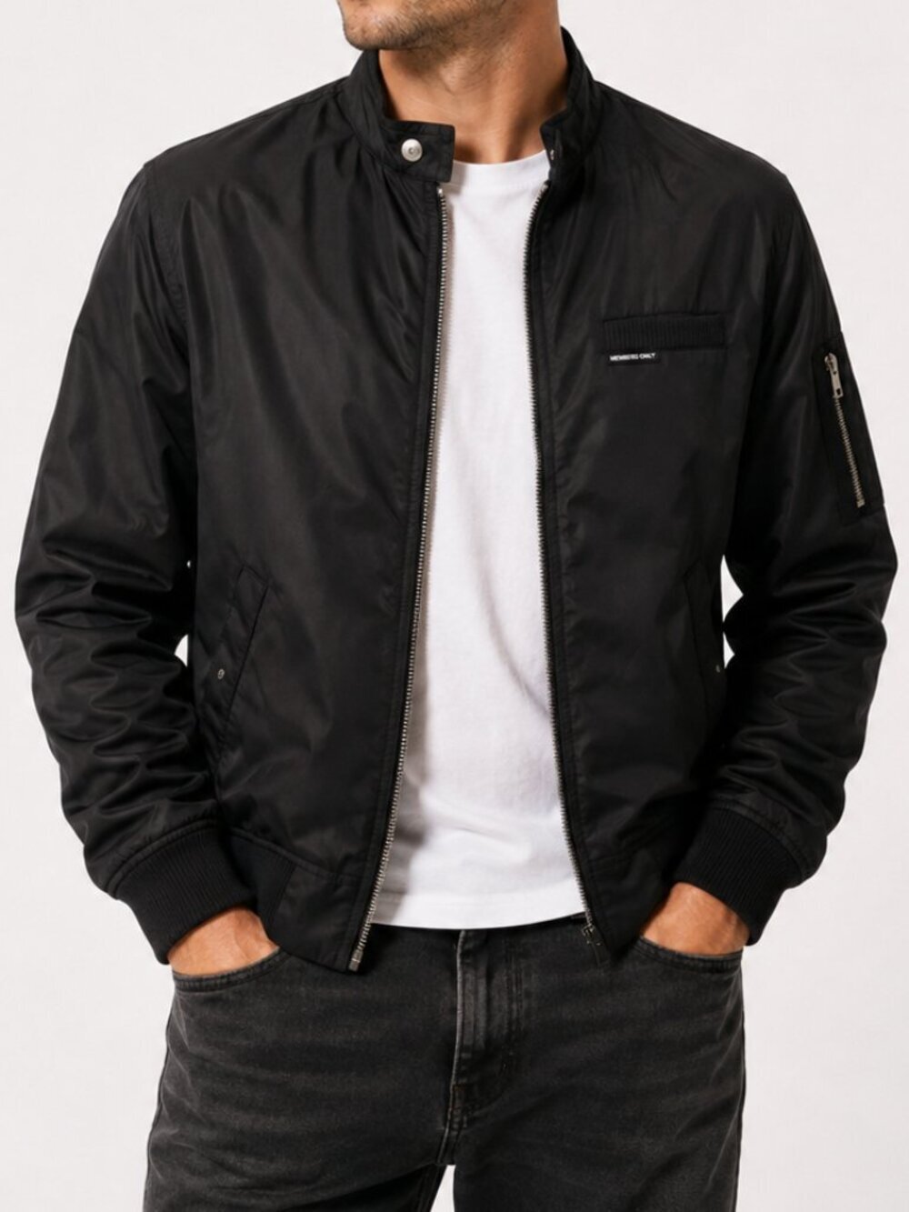 MEMBERS ONLY Classic Satin Jacket Iconic Racer Coat Black Small